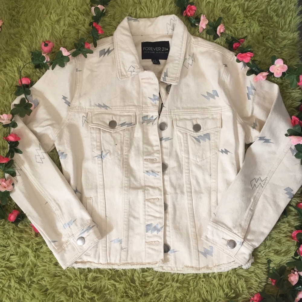 Lightning Bolt PlusSize Denim Jacket